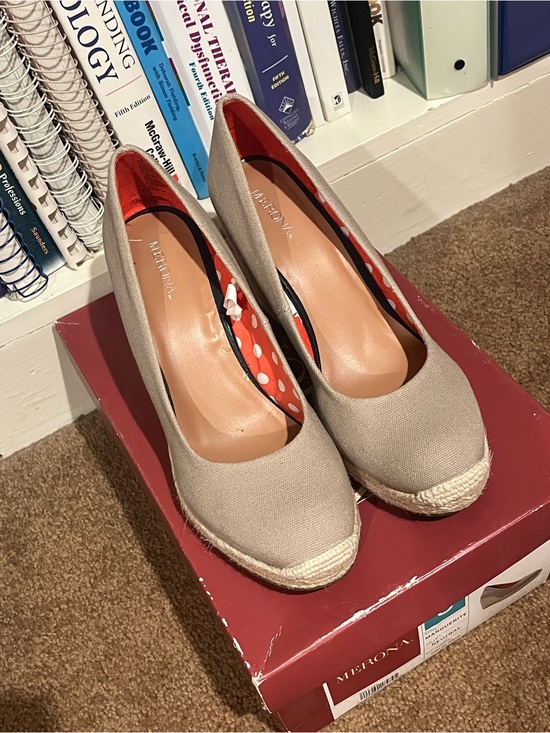 Merona Shoes - Merona Neutral Canvas Espadrille Wedge Pumps